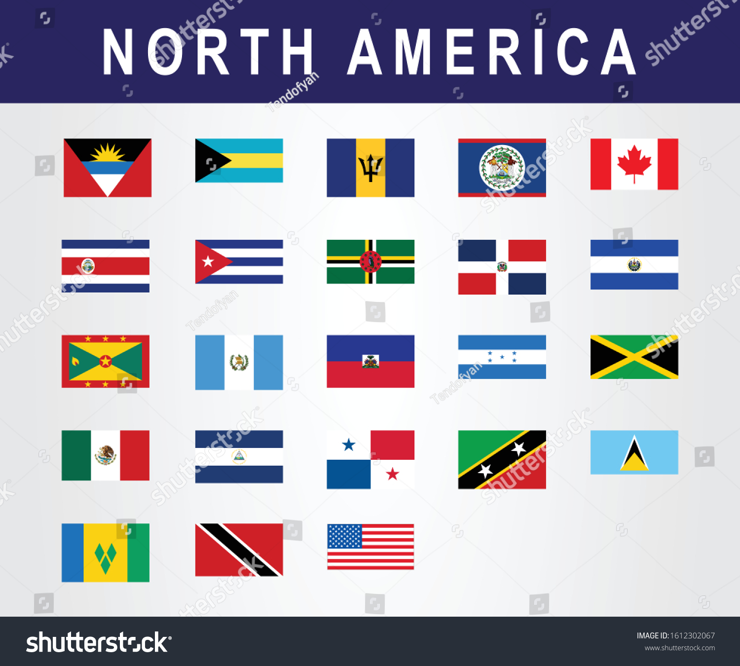 Set North American Countries Flag Template Stock Vector (Royalty Free ...