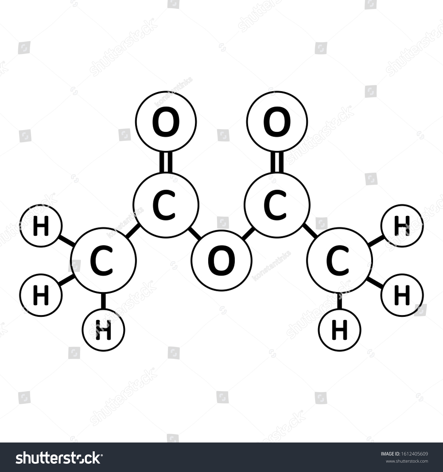 Acetic Anhydride Molecule Icon On White Stock Vector Royalty Free 1612405609 Shutterstock 1599