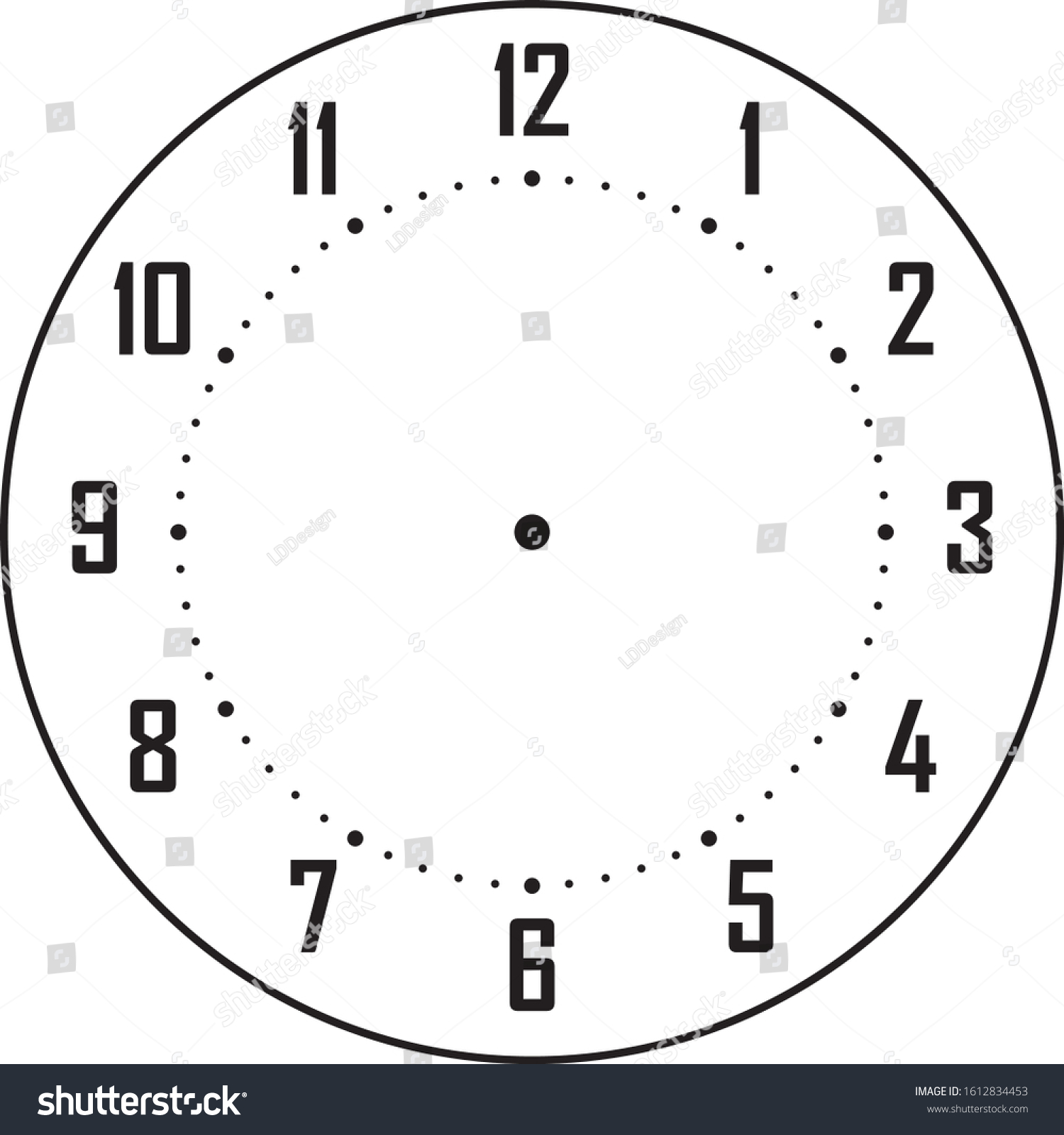 Blank Clock Watch Face Numbers Stock Vector (Royalty Free) 1612834453 ...