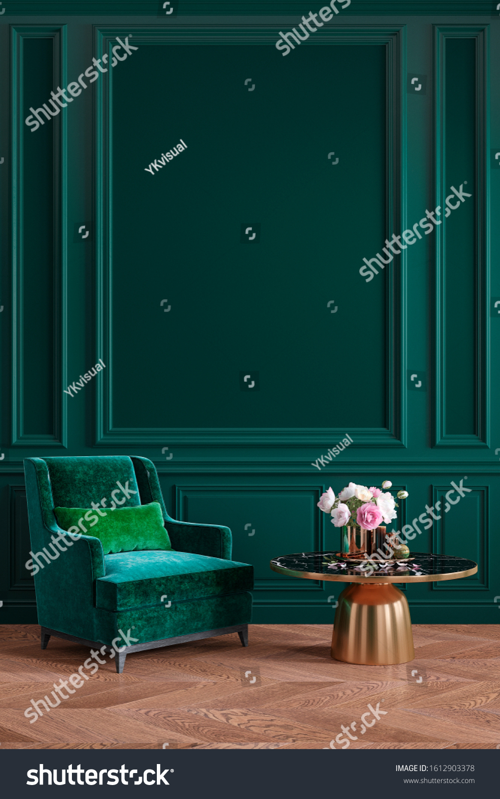Classic Green Interior Armchair Coffee Table Stock Illustration ...