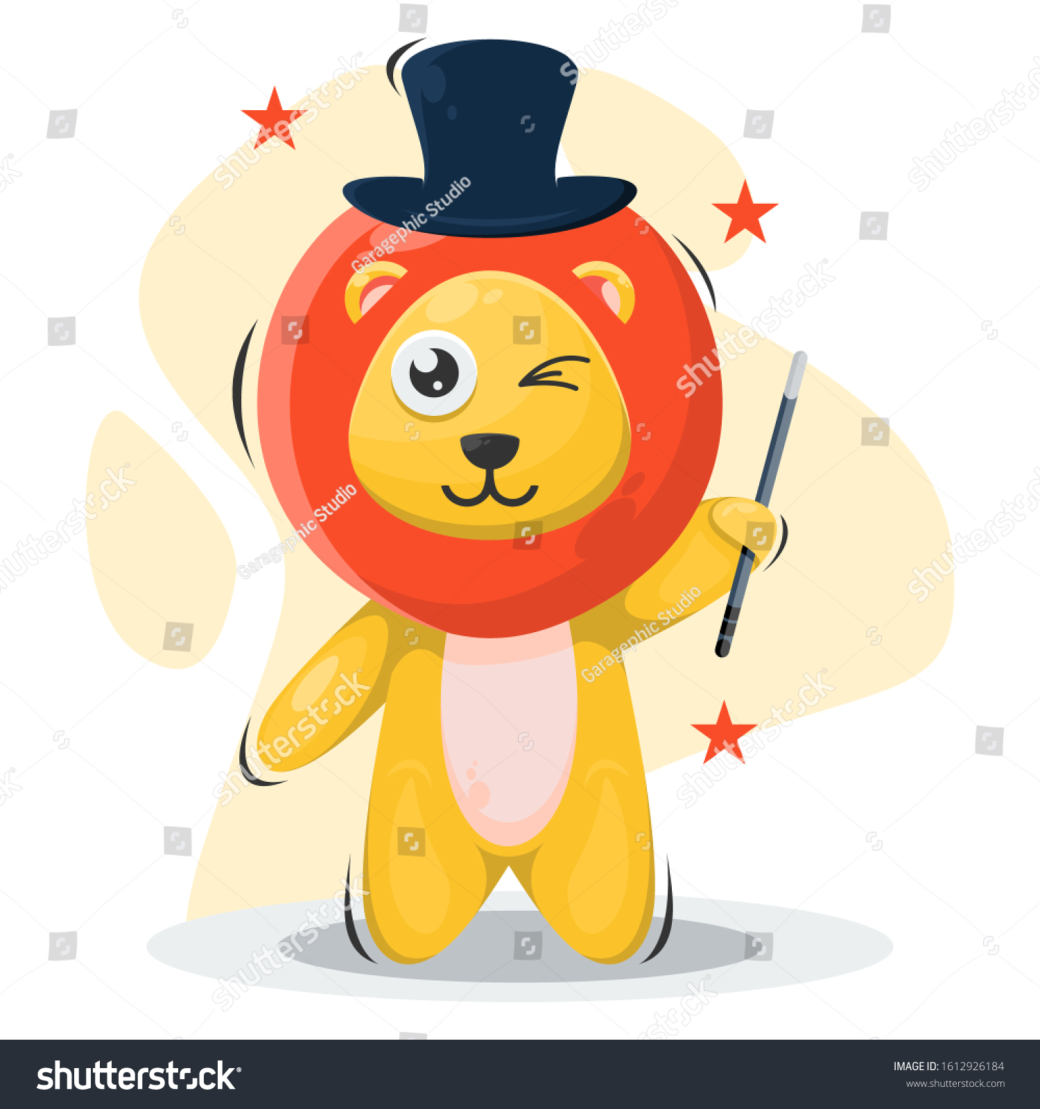 Cute Lion Magician Cartoon Design Vector Stock Vector (Royalty Free ...