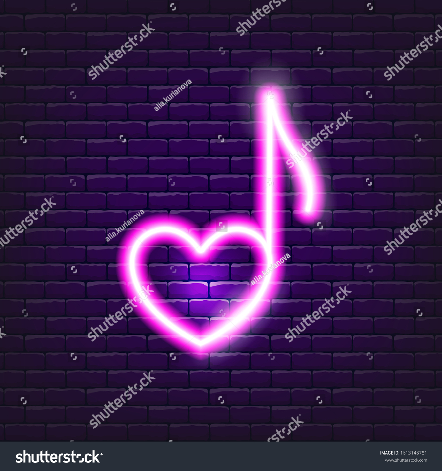 Heart Note Neon Icon Valentines Day Stock Vector (Royalty Free ...