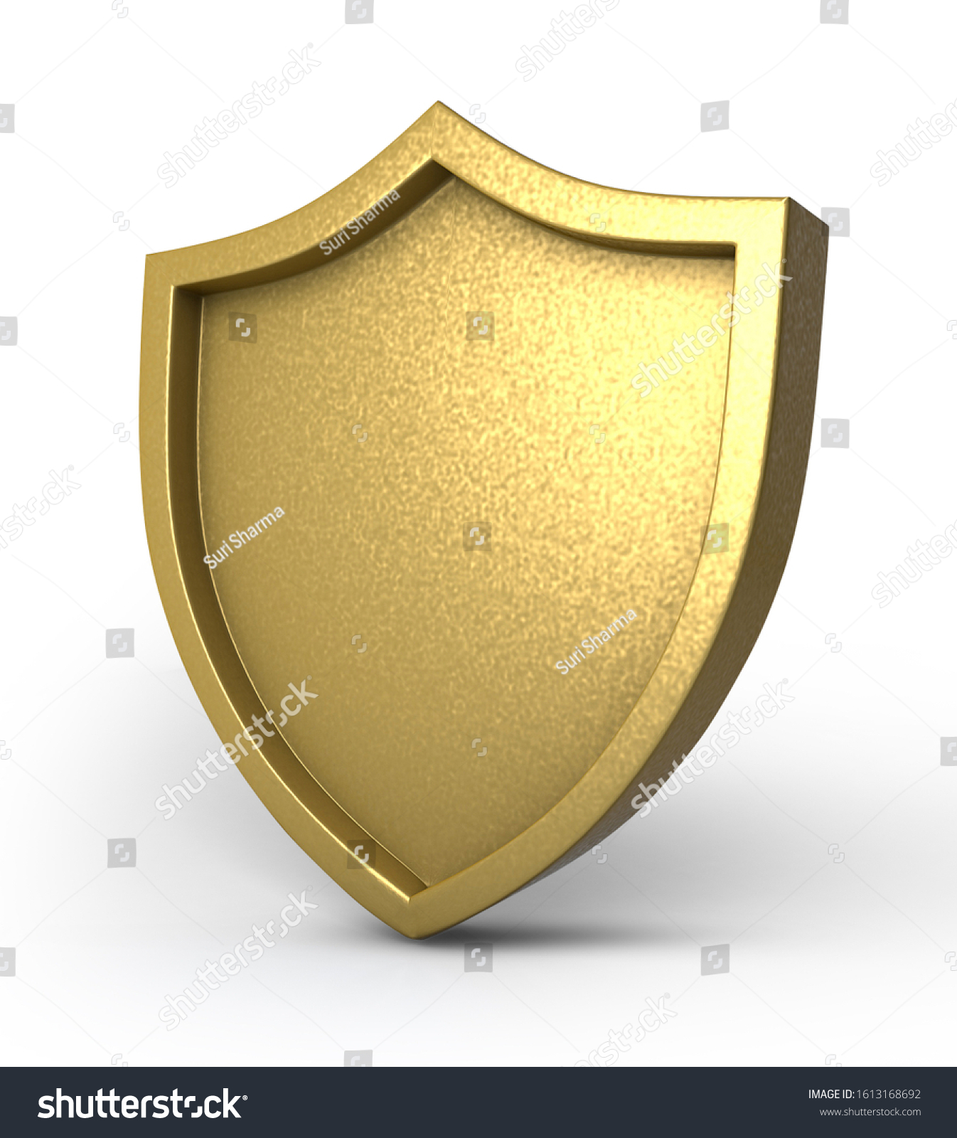 3d Shield Golden Shield Metal Shield Stock Illustration 1613168692 ...