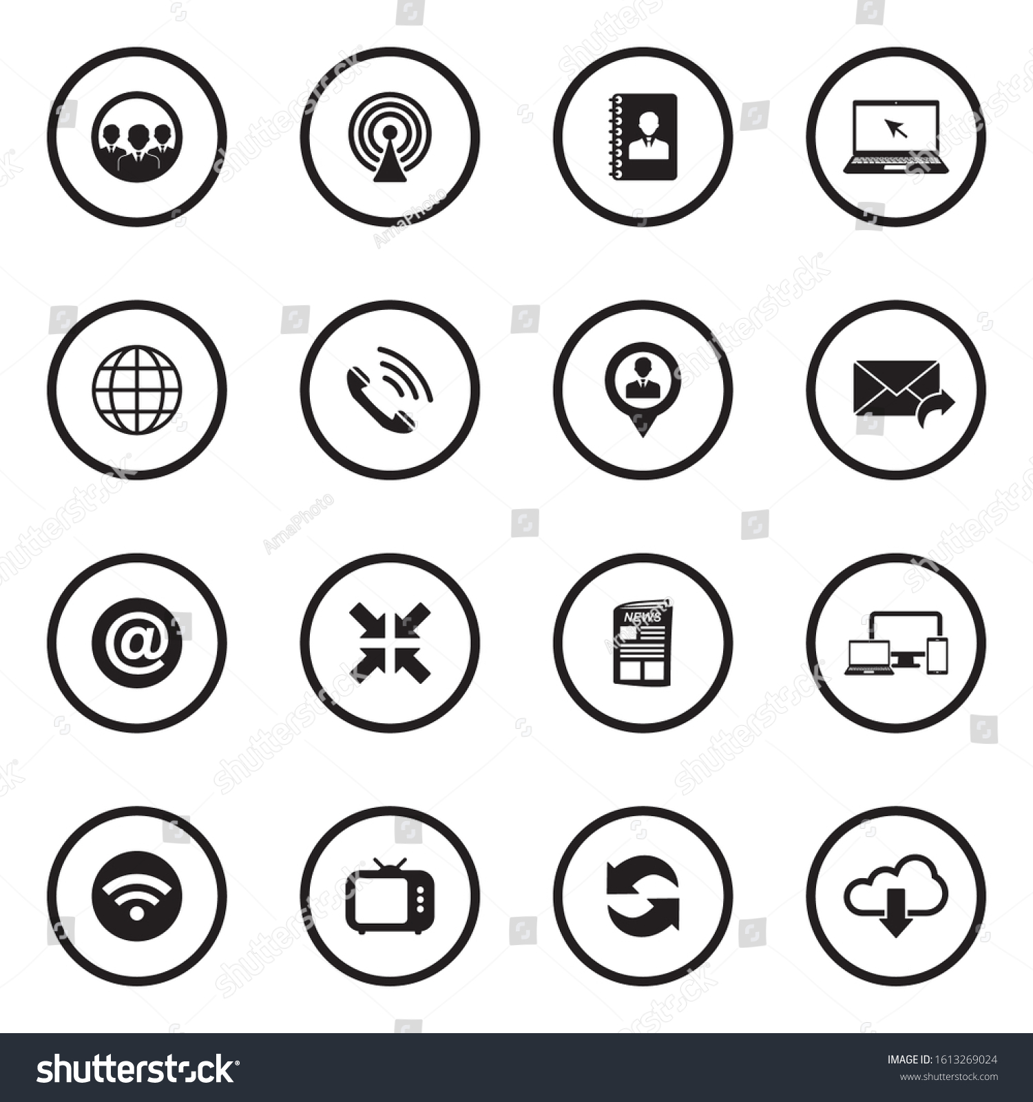 Communication Icons Black Flat Design Circle Stock Vector (Royalty Free ...