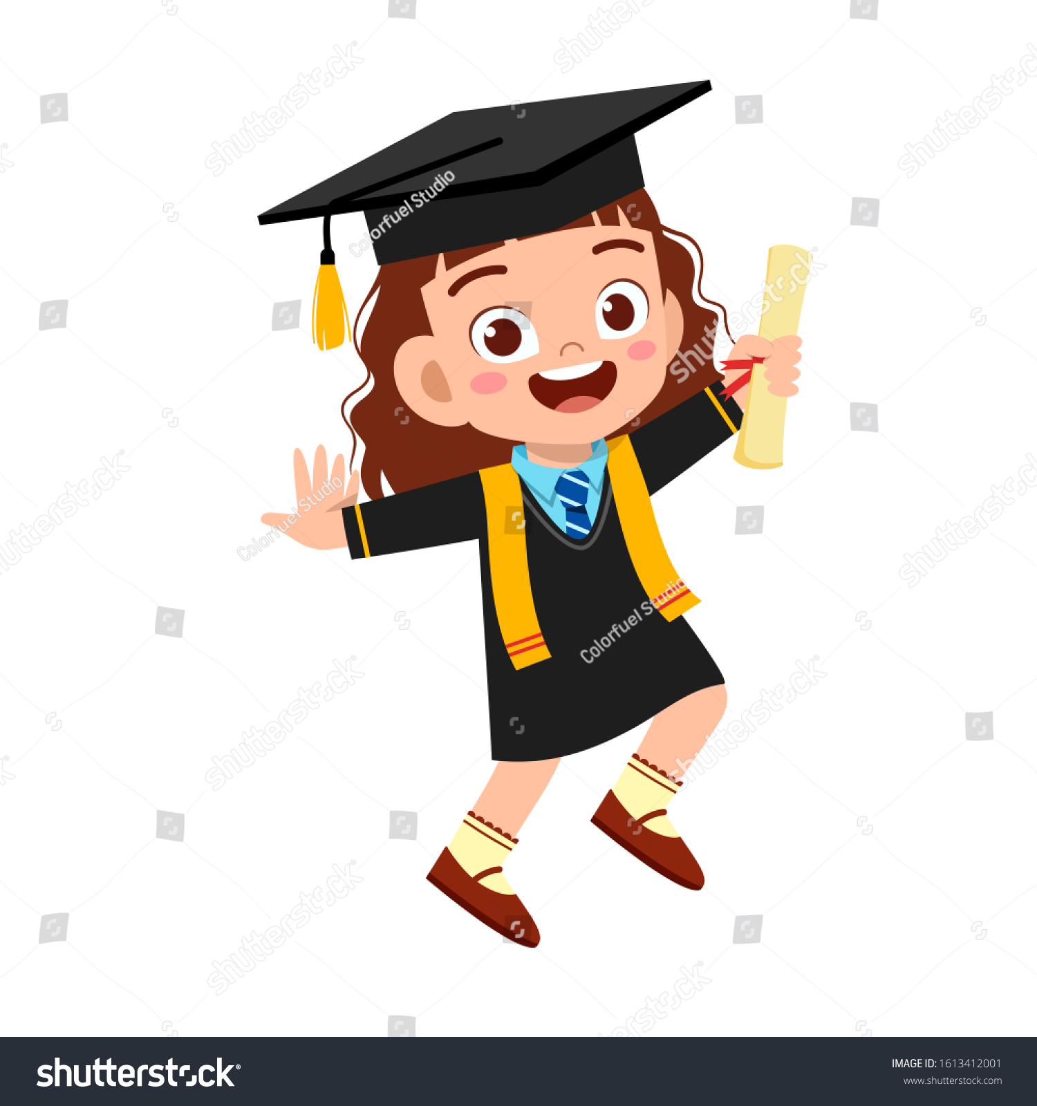 Happy Cute Little Kid Boy Graduate Stock Vector (Royalty Free ...