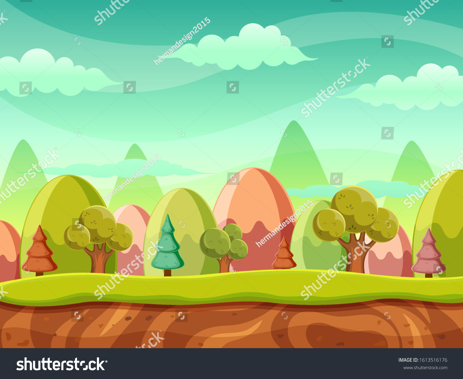 Fantasy Forest Nature Landscape Background Illustration Stock Vector ...