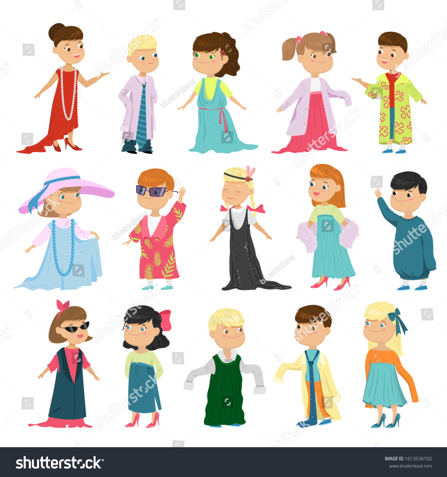 Set Cute Children Pretending Be Adult Stock Vector (Royalty Free ...