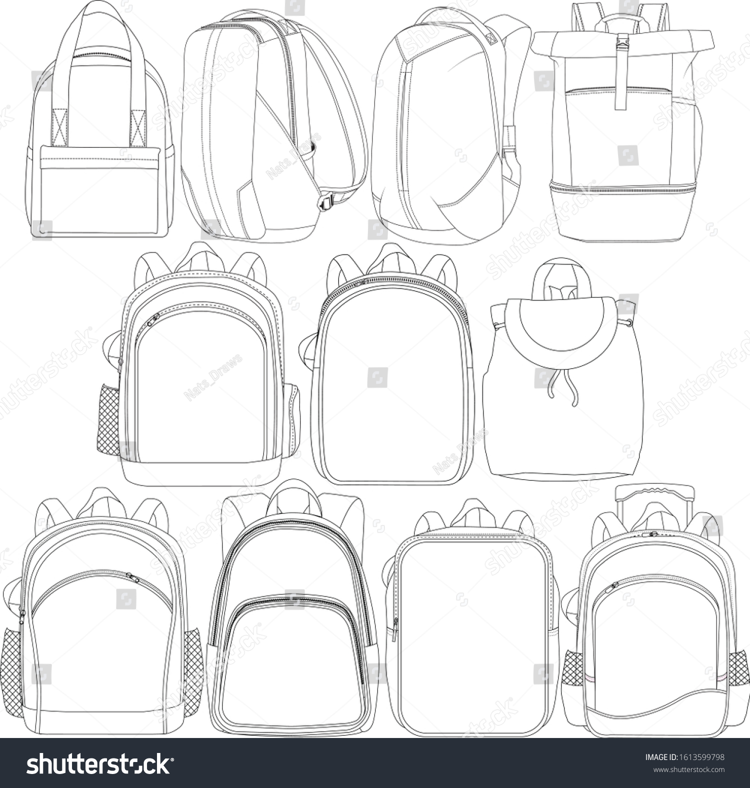 Sport School Backpack Design Template Set Stock Vector (Royalty Free ...