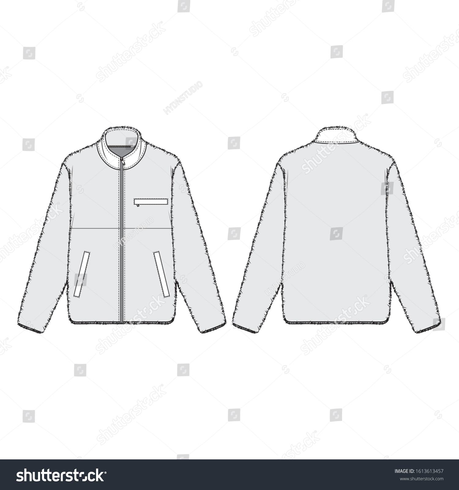 Fleece Jacket Fashion Flats Template Stock Vector (Royalty Free ...