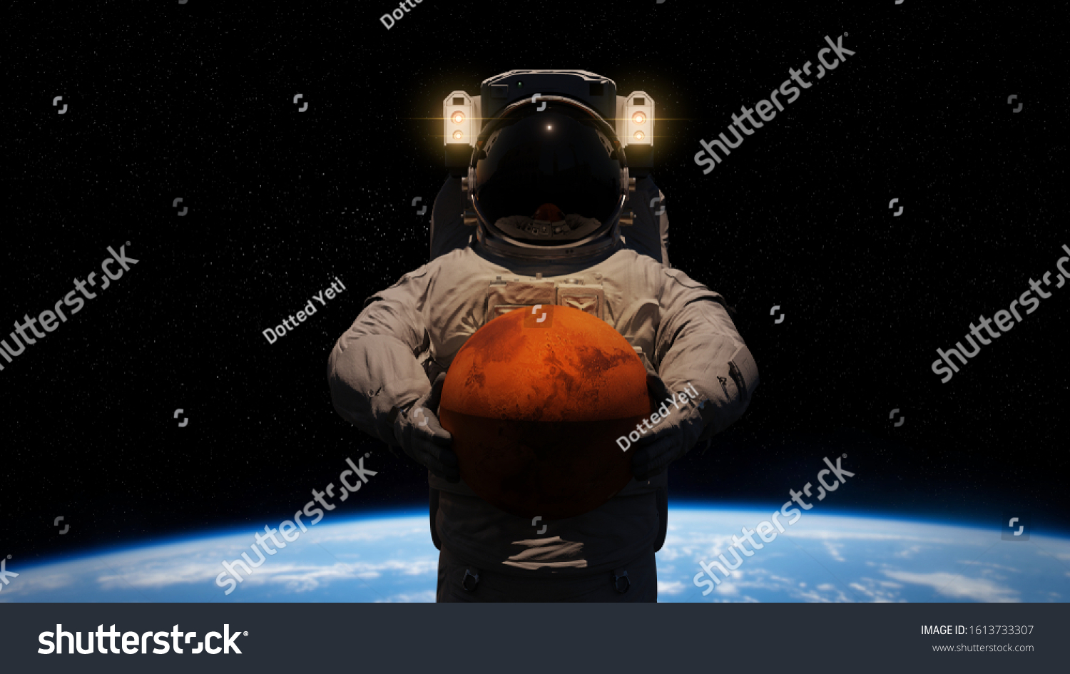 Astronaut Holding Planet Mars Front Earth 스톡 일러스트 1613733307 | Shutterstock