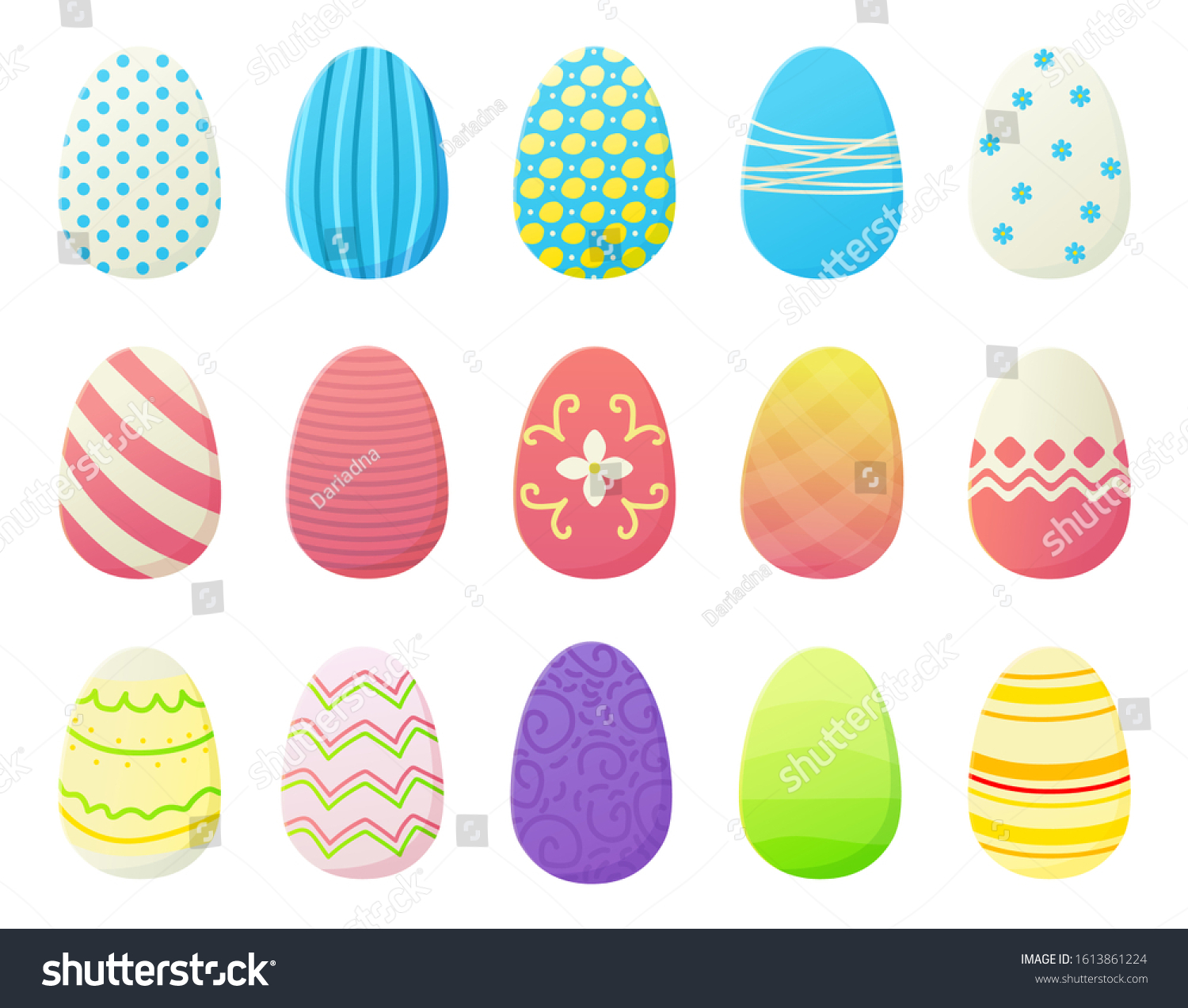 Cartoon Easter Eggs Set Different Colorfur Stock Vector (Royalty Free ...