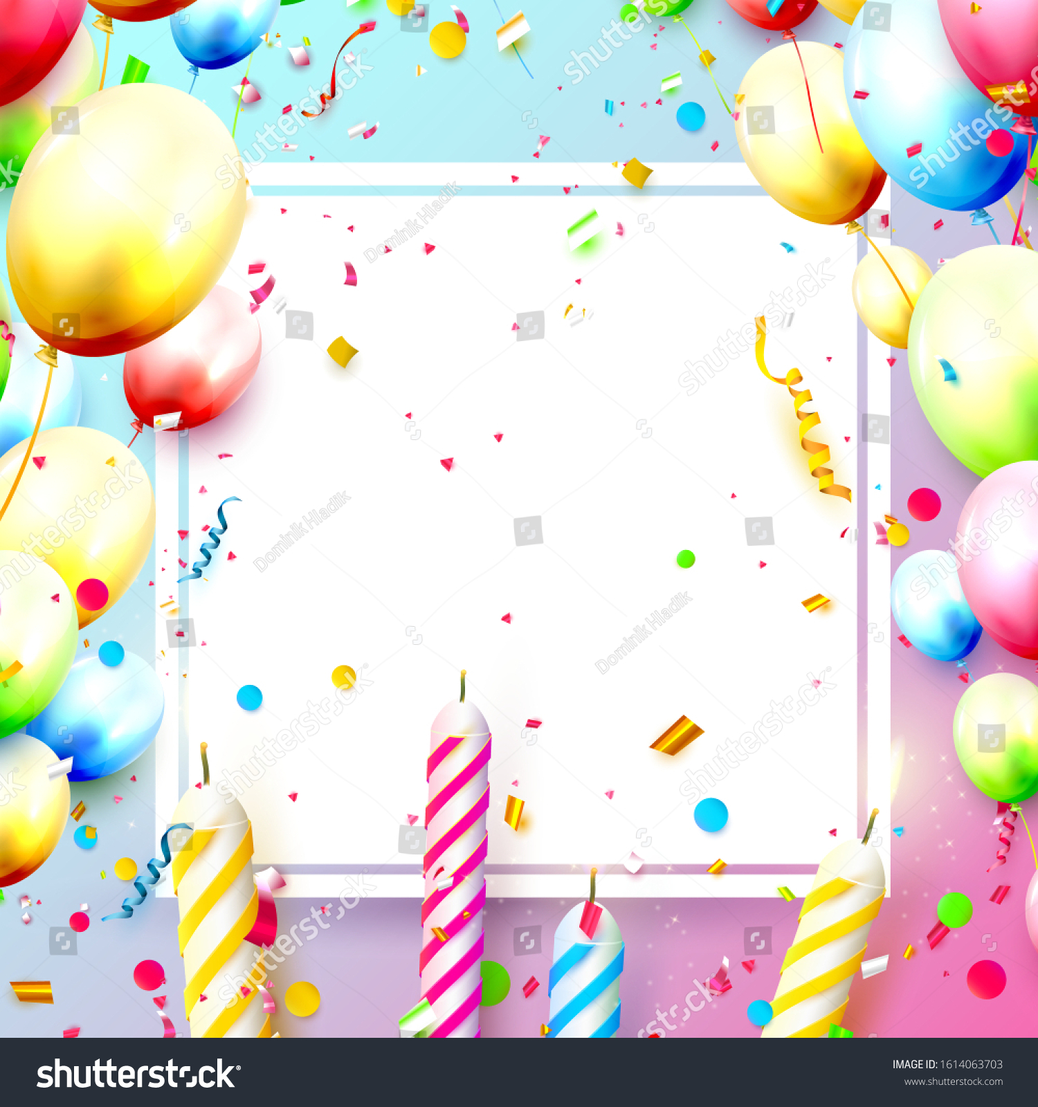 Happy Birthday Party Template Colorful Balloons Stock Vector (Royalty