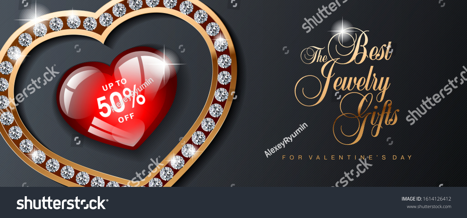 Luxury Valentines Day Jewelry Sale Special Stock Vector (Royalty Free