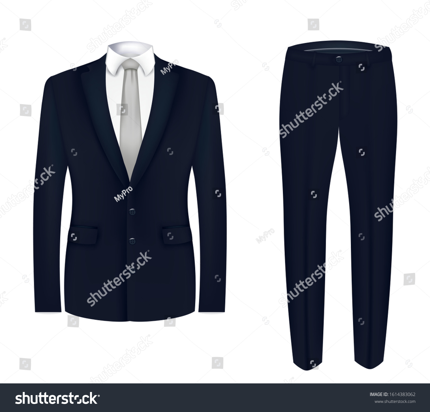 Grey Tie White Shirt Blue Suit Stock Vector (Royalty Free) 1614383062 ...