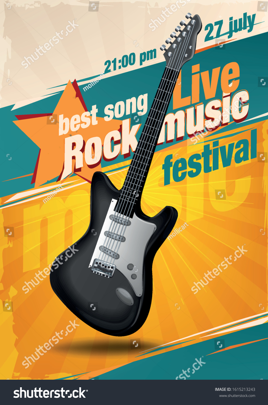 Guitar Rock Flyer Music Festival Stock Vector (royalty Free) 1615213243 