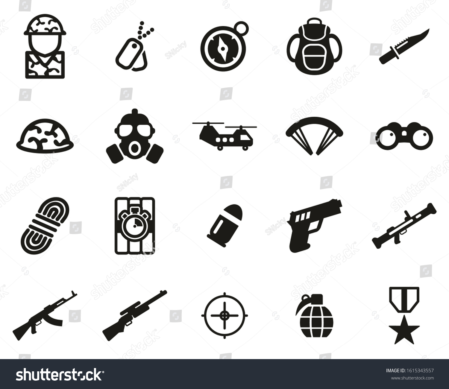 Commandos Special Forces Icons Black White Stock Vector (Royalty Free ...