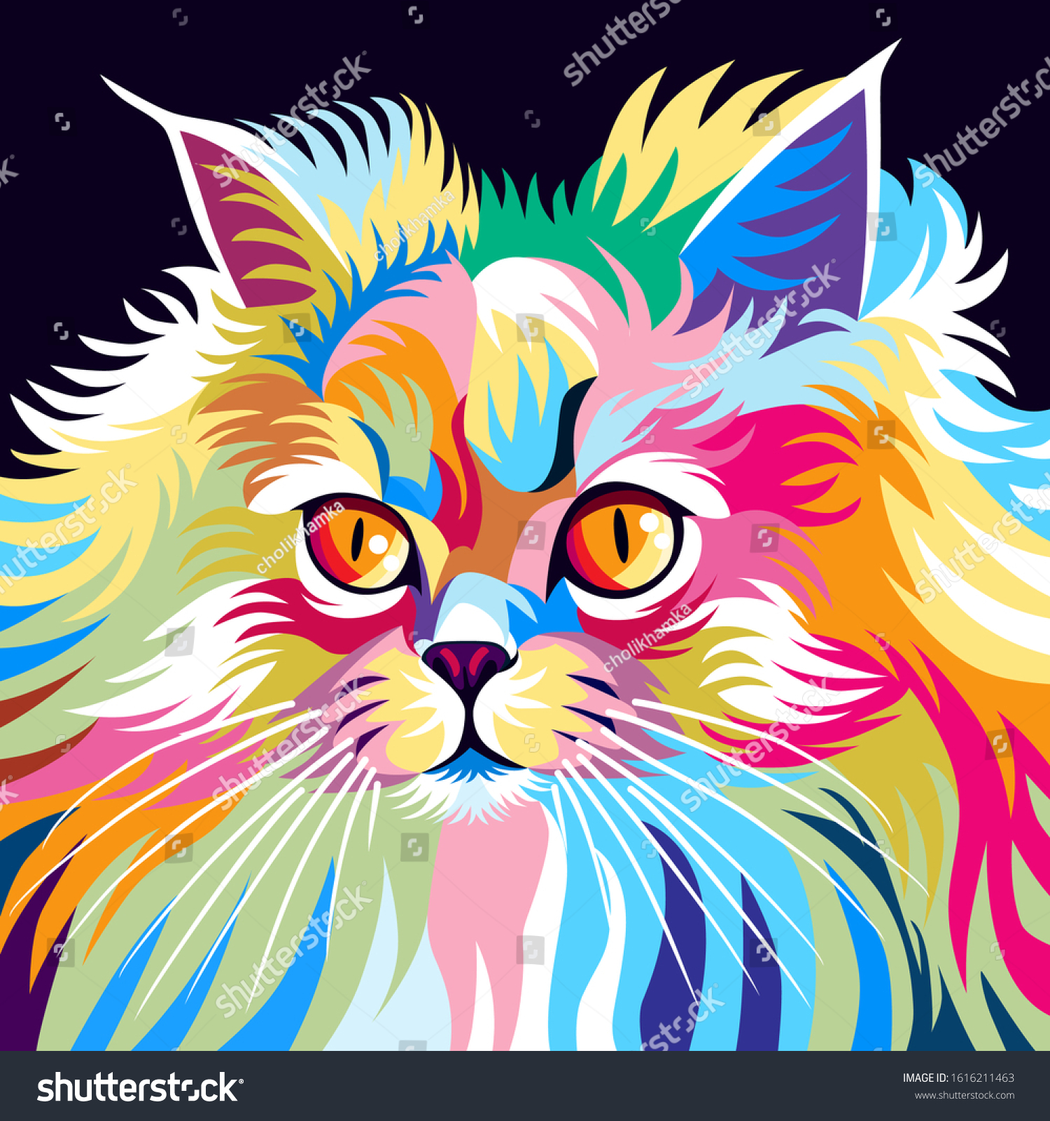 Cute Colorful Pop Art Style Cat Stock Vector (Royalty Free) 1616211463 ...