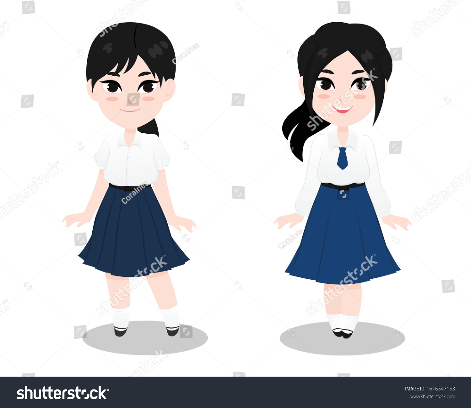 Character Thai Student School Uniform On Stock Vector (Royalty Free ...