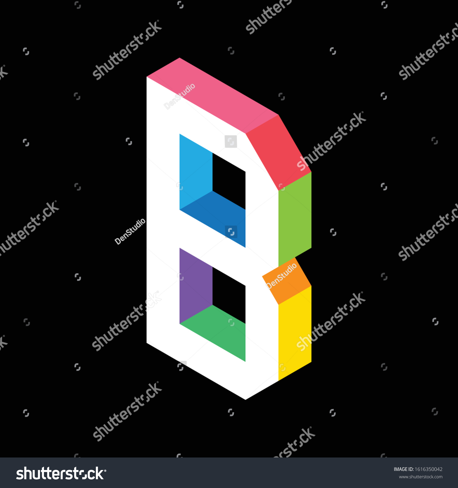 3d Colorful Letter B Logo Icon Stock Vector (Royalty Free) 1616350042 ...