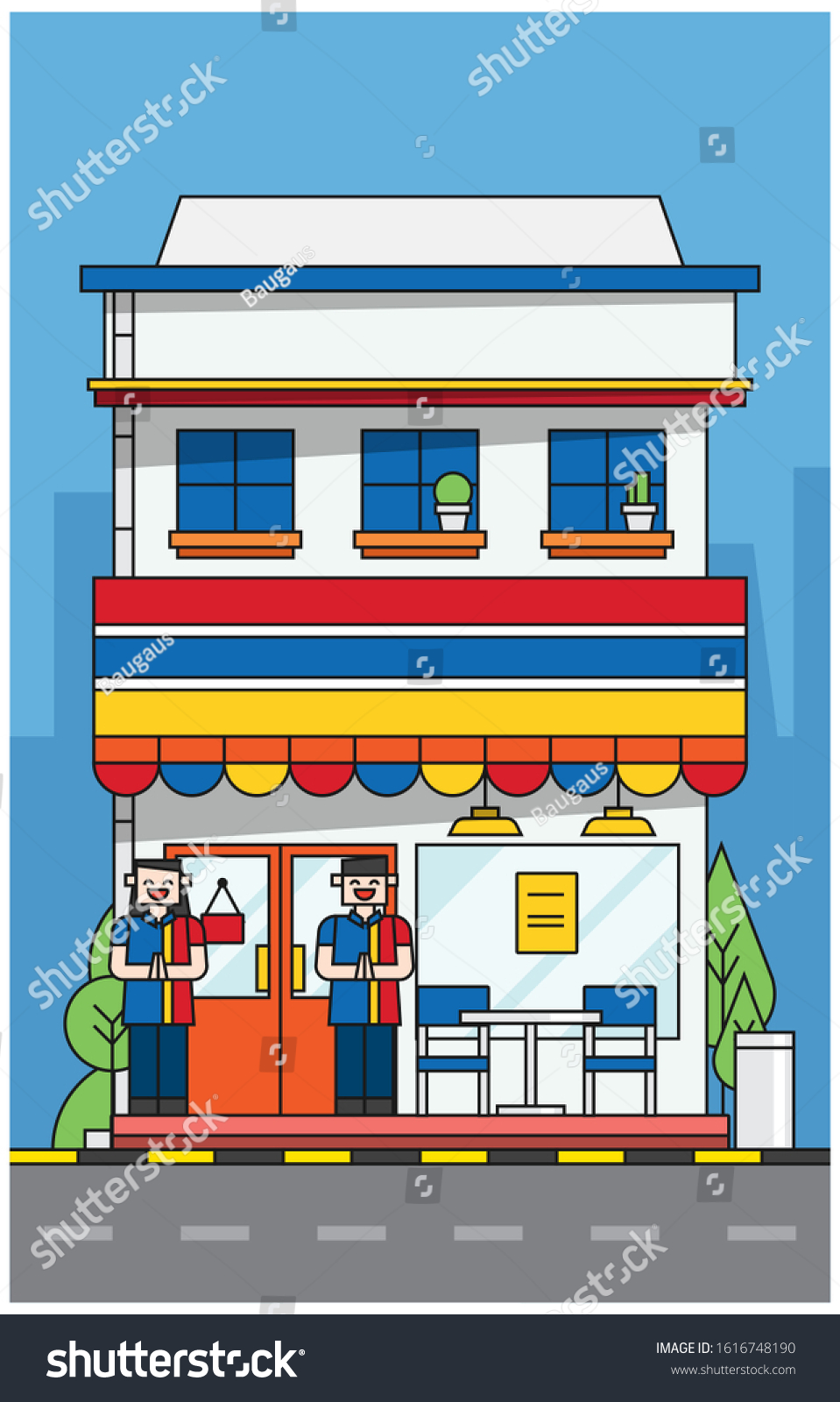 Convenience Store Building Flat Illustration Stock Vector (Royalty Free ...