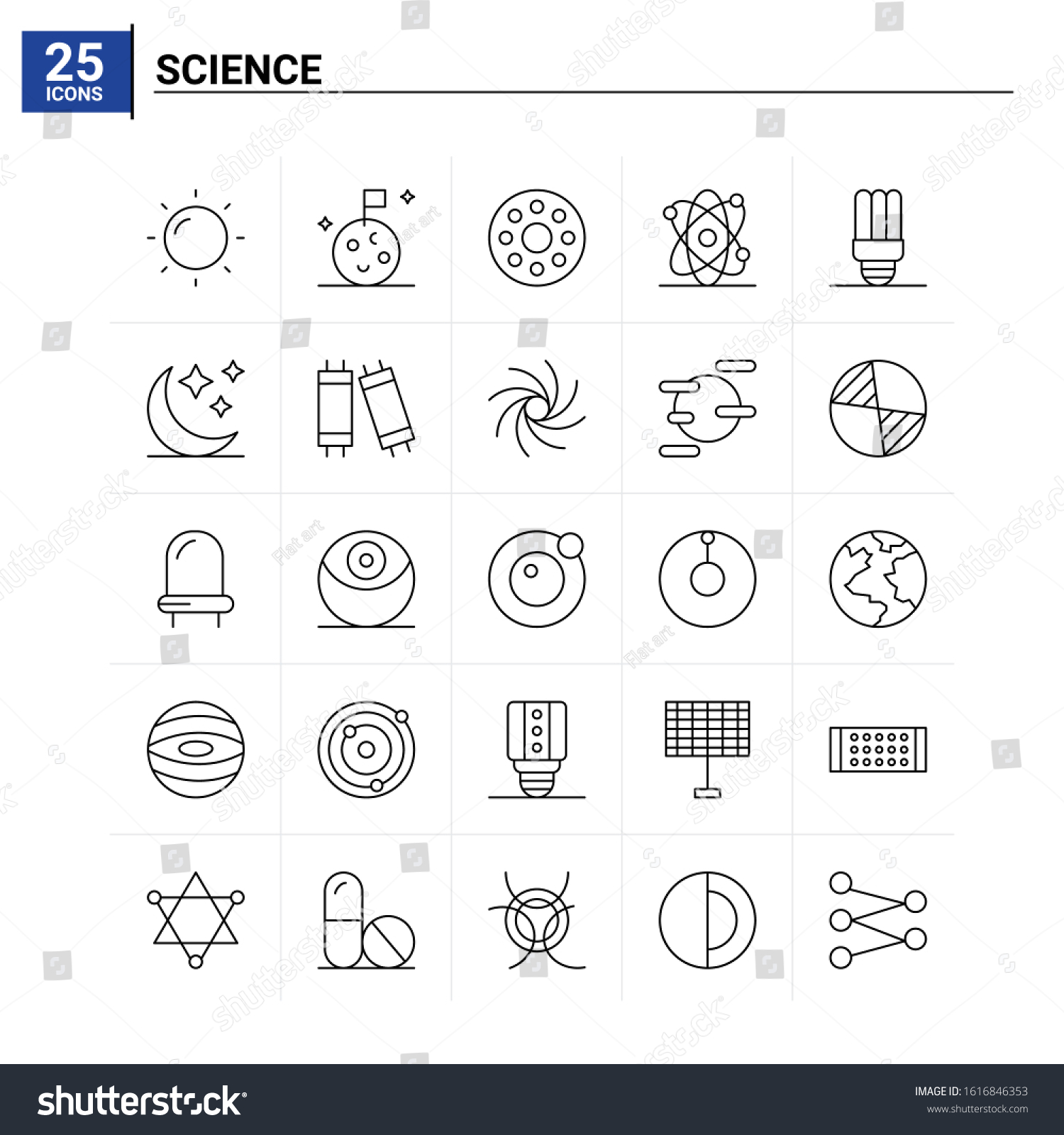 25 Science Icon Set Vector Background Stock Vector (royalty Free 