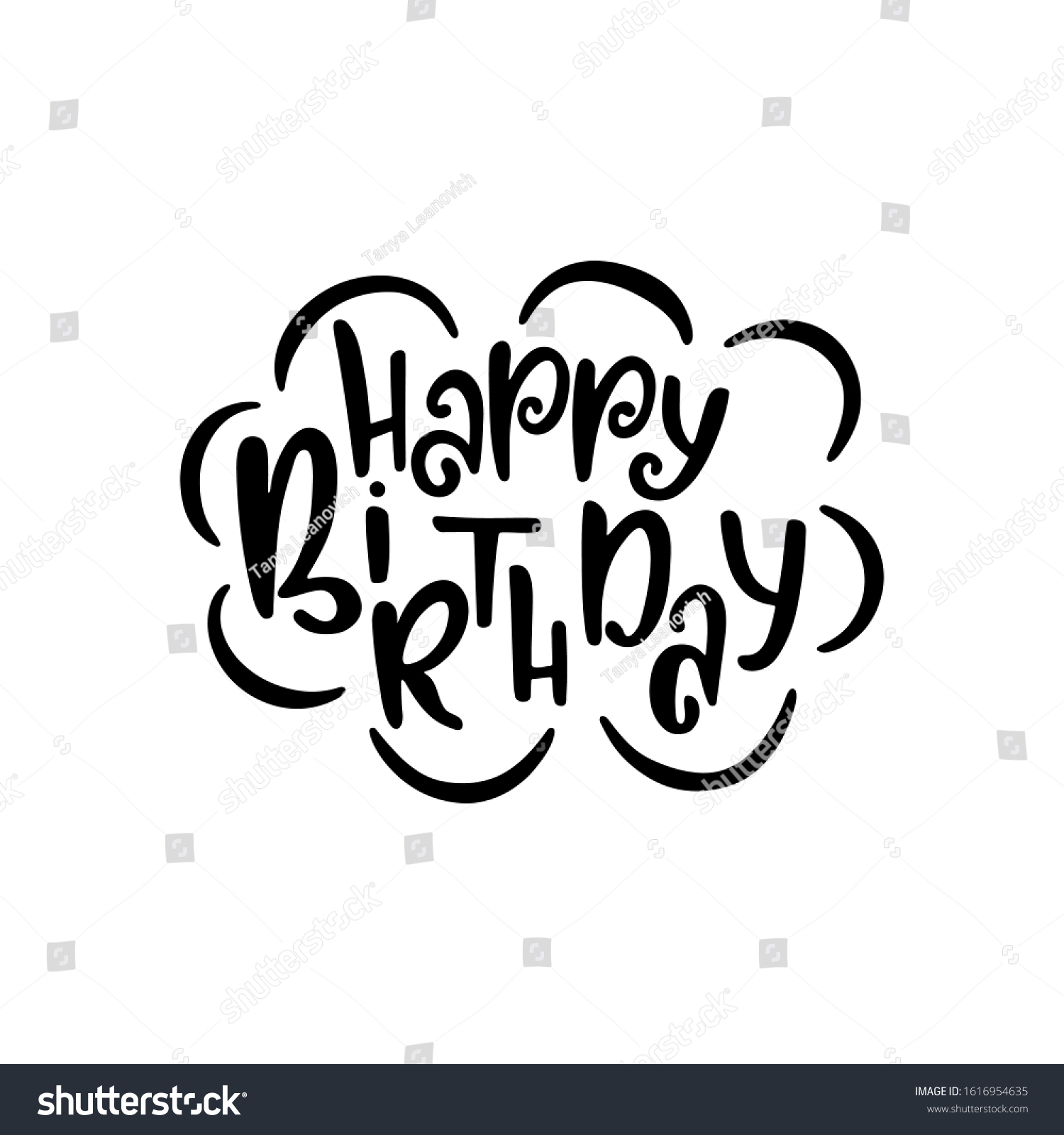 Happy Birthday Hand Drawn Typography Design Stock Vector (Royalty Free ...