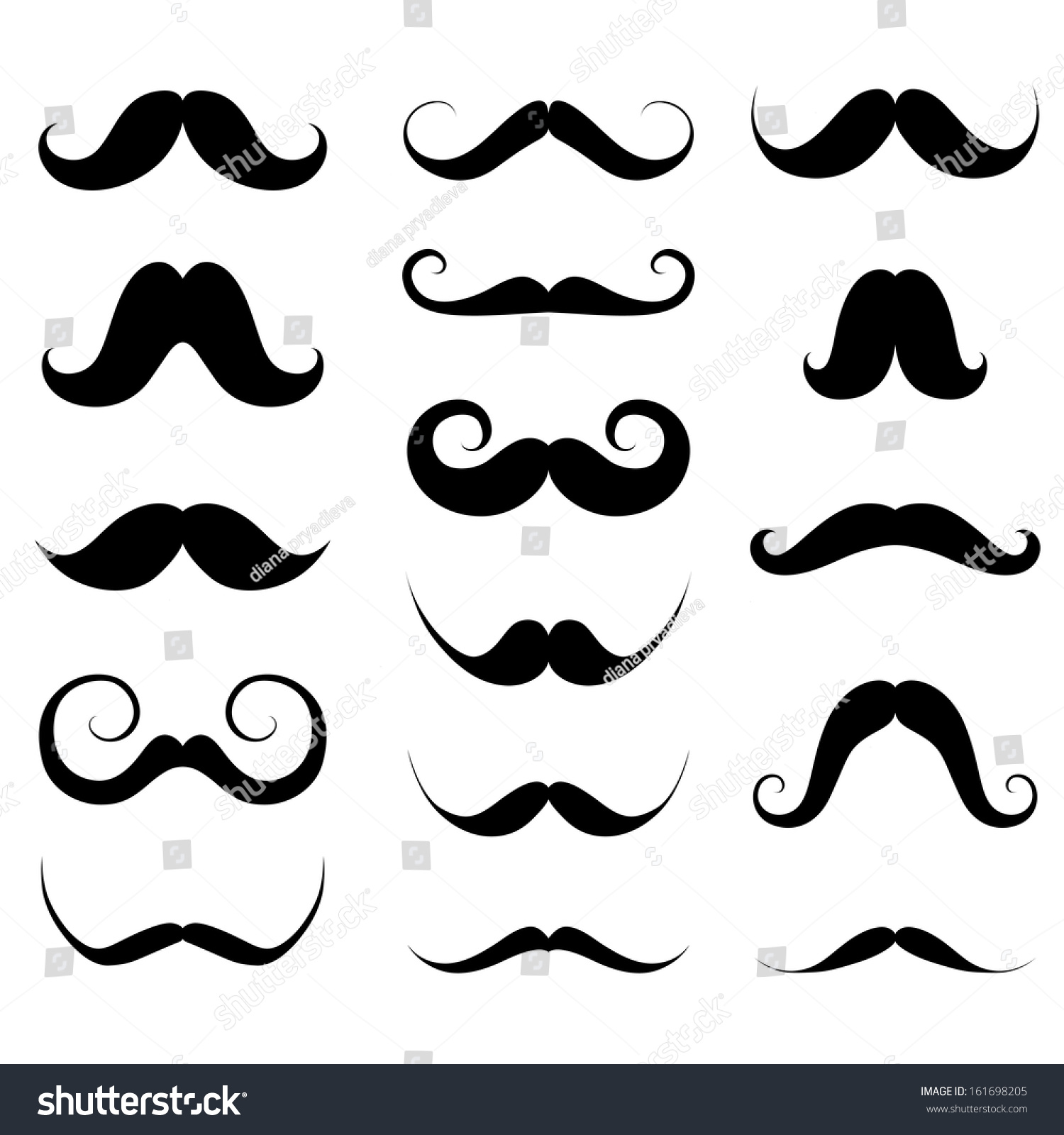 Moustache Mustache Silhouette Icon Set Vector Stock Vector (Royalty ...