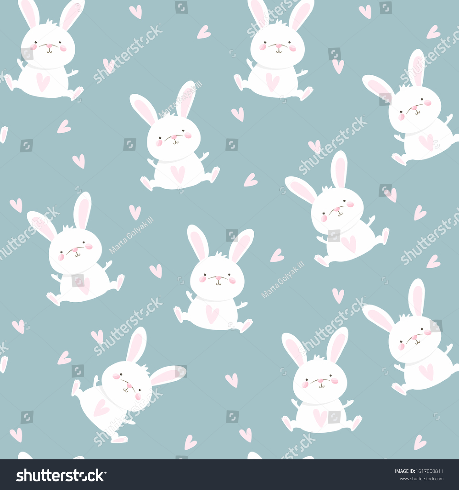 Rabbits Seamless Pattern Texture Cute Rabbits Stock Vector (Royalty ...