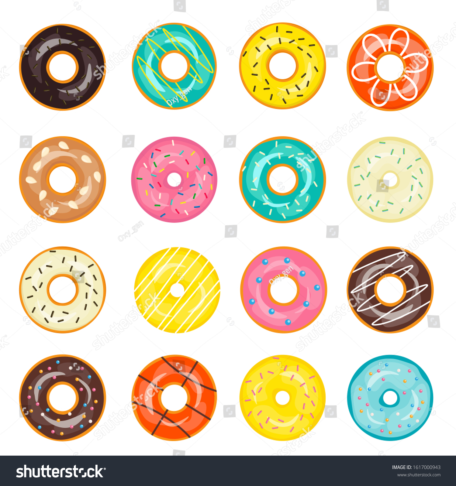 Doughnuts Donuts Isolated Icons Set Vector Stock Vector (Royalty Free ...