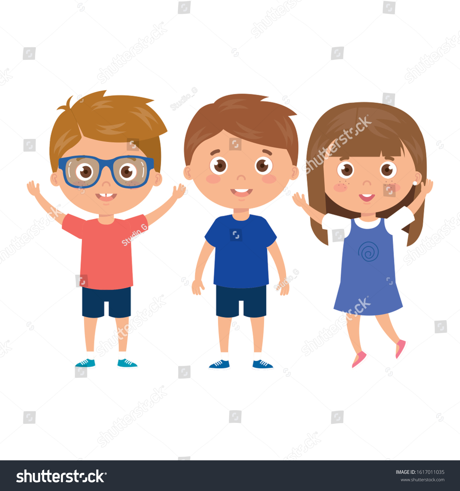 Children Standing On White Background Vector Stock Vector (Royalty Free ...