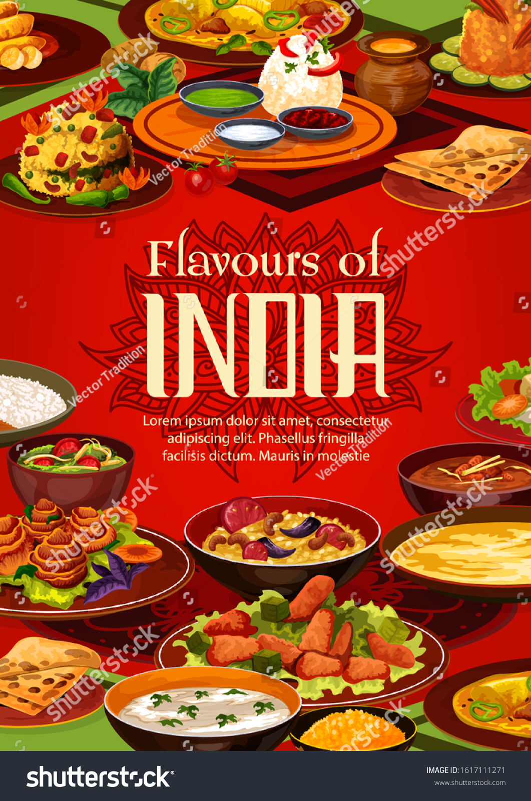 Indian Food Cuisine Restaurant Menu India Stock Vector (Royalty Free ...