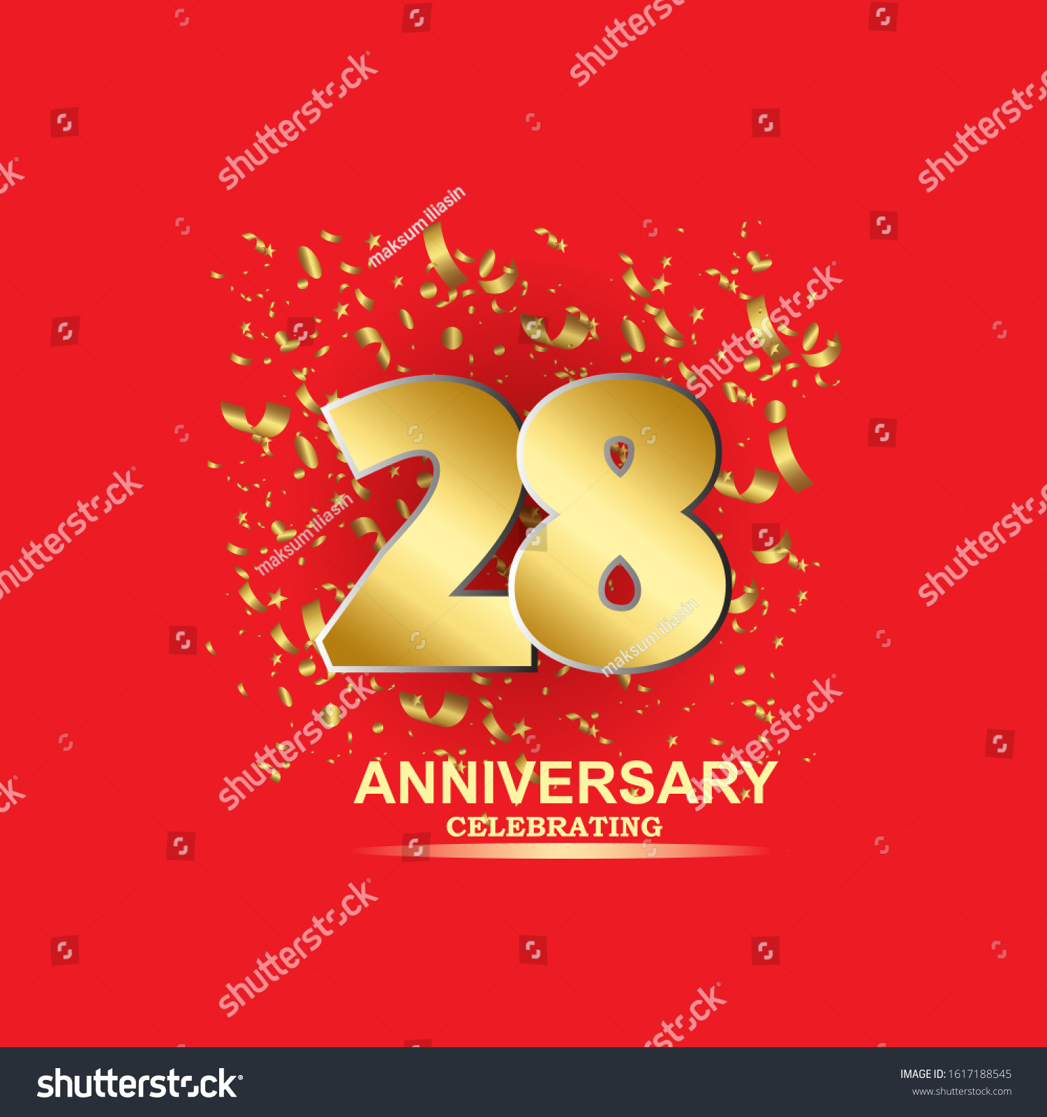 28 Golden Numbers Anniversary Celebrating Text Stock Vector (Royalty ...