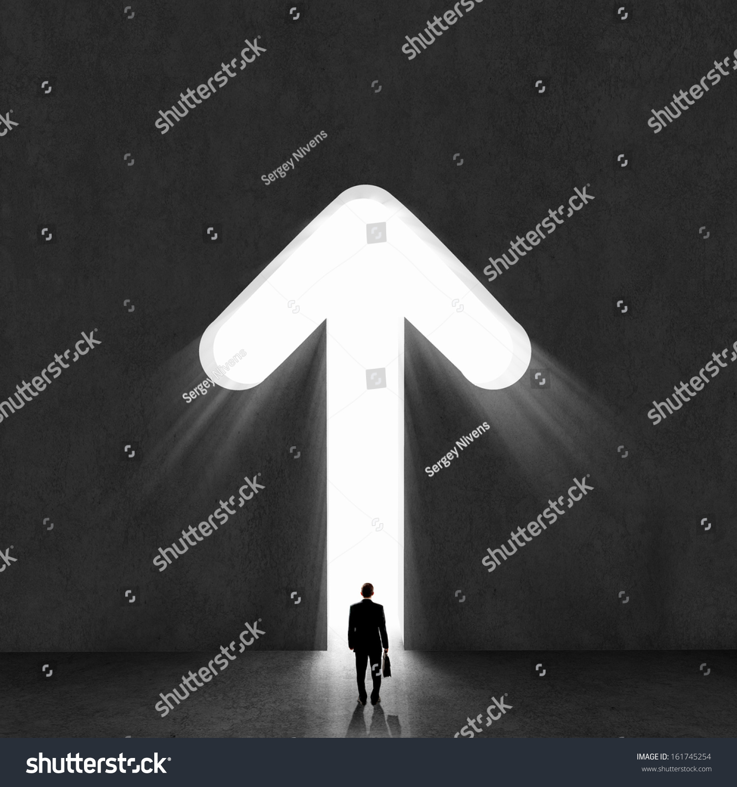 Image Businessman Silhouette Standing Back Stock Photo 161745254 ...