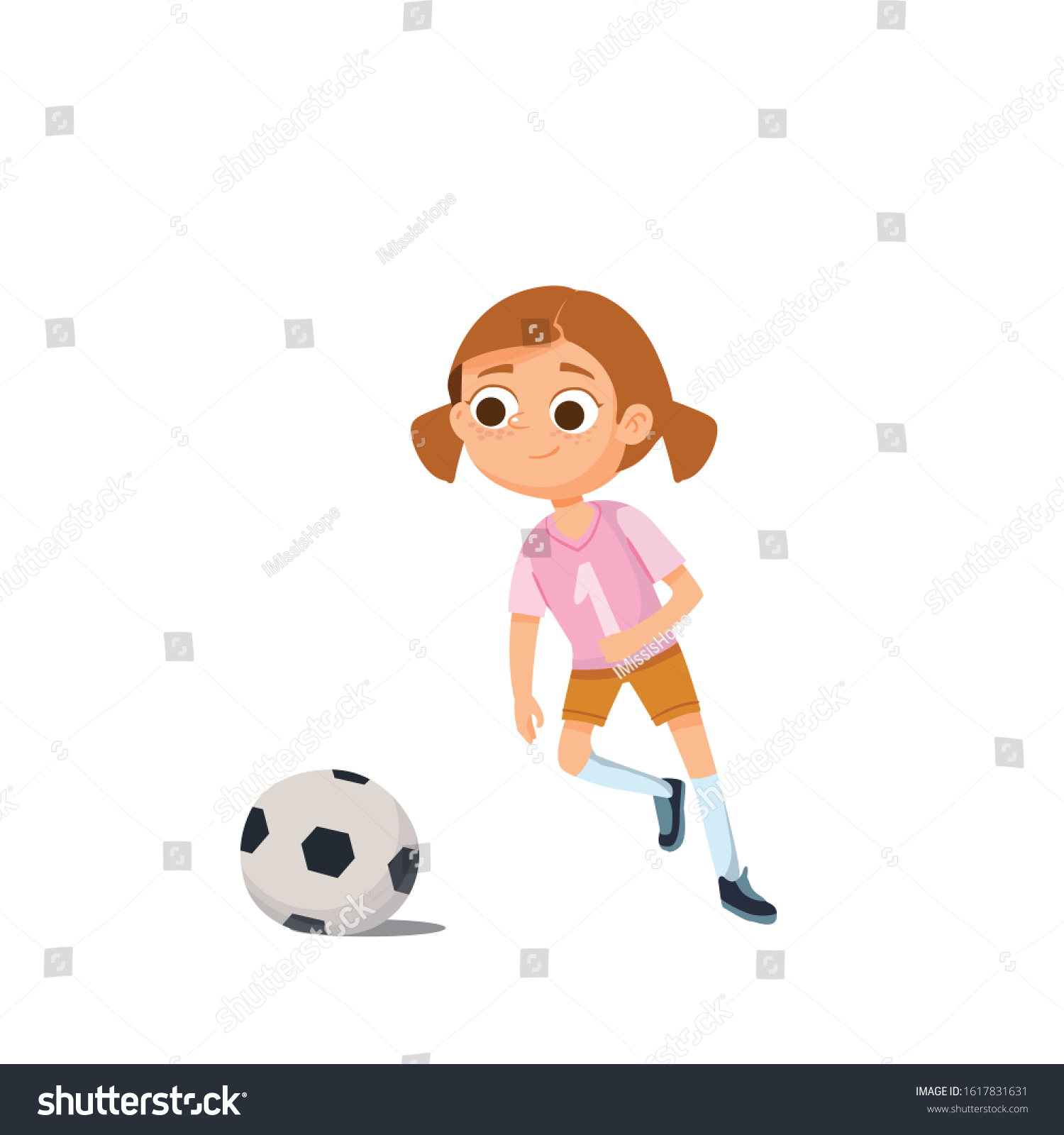 Girl Playing Football Vector Illustration Stock Vector (Royalty Free ...