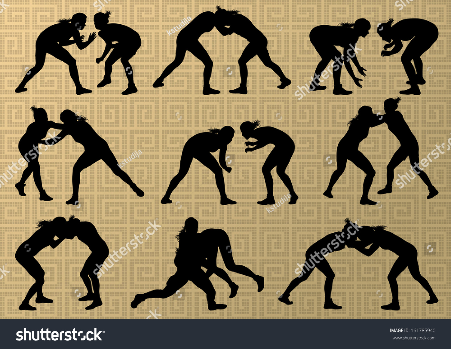 Women wrestling silhouette: изображения, стоковые фотографии и векторная гр...