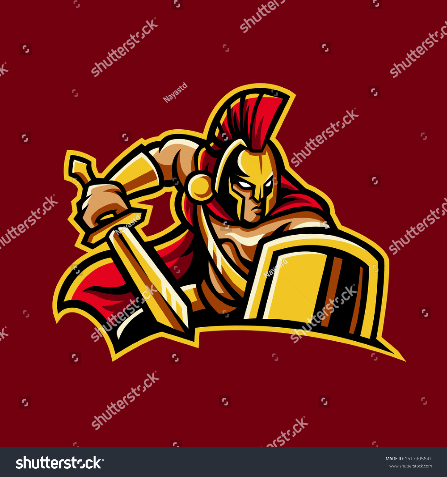 Spartan Golden Sword Shield Logo Template Stock Vector (Royalty Free ...