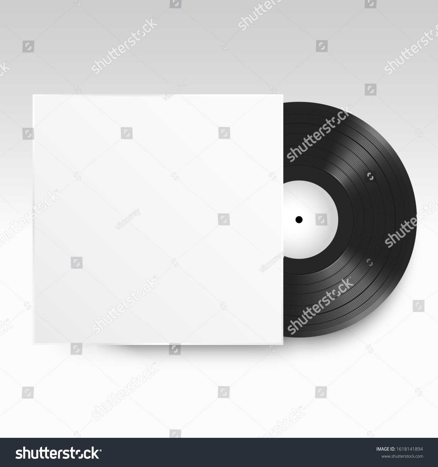 Realistic Vinyl Record Cover Mockup Front Stock Illustration 1618141894 ...