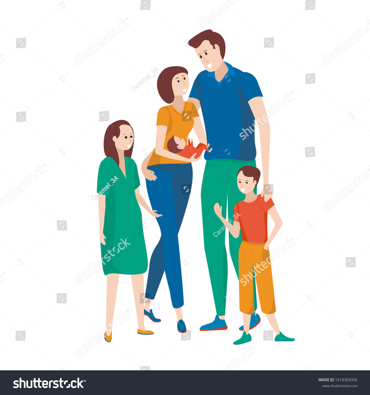 Parents Three Children Family Many Children Stock Vector (Royalty Free ...