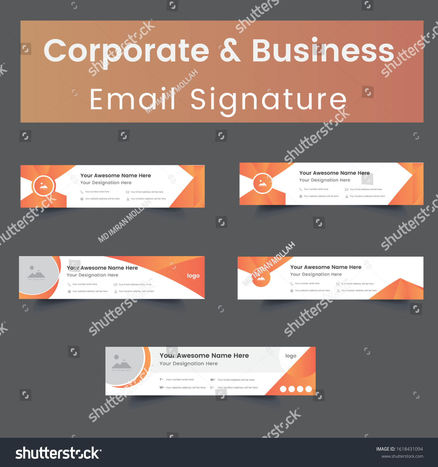 Professional Corporate Business Email Signature Template Stock Vector ...