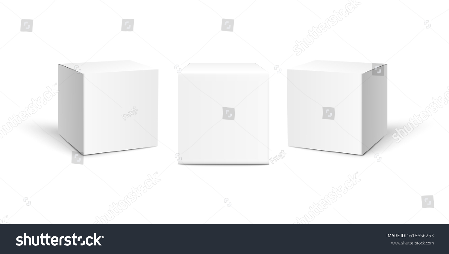 Three Square Paper Boxes Mockups Isolated Stock Vector (Royalty Free ...