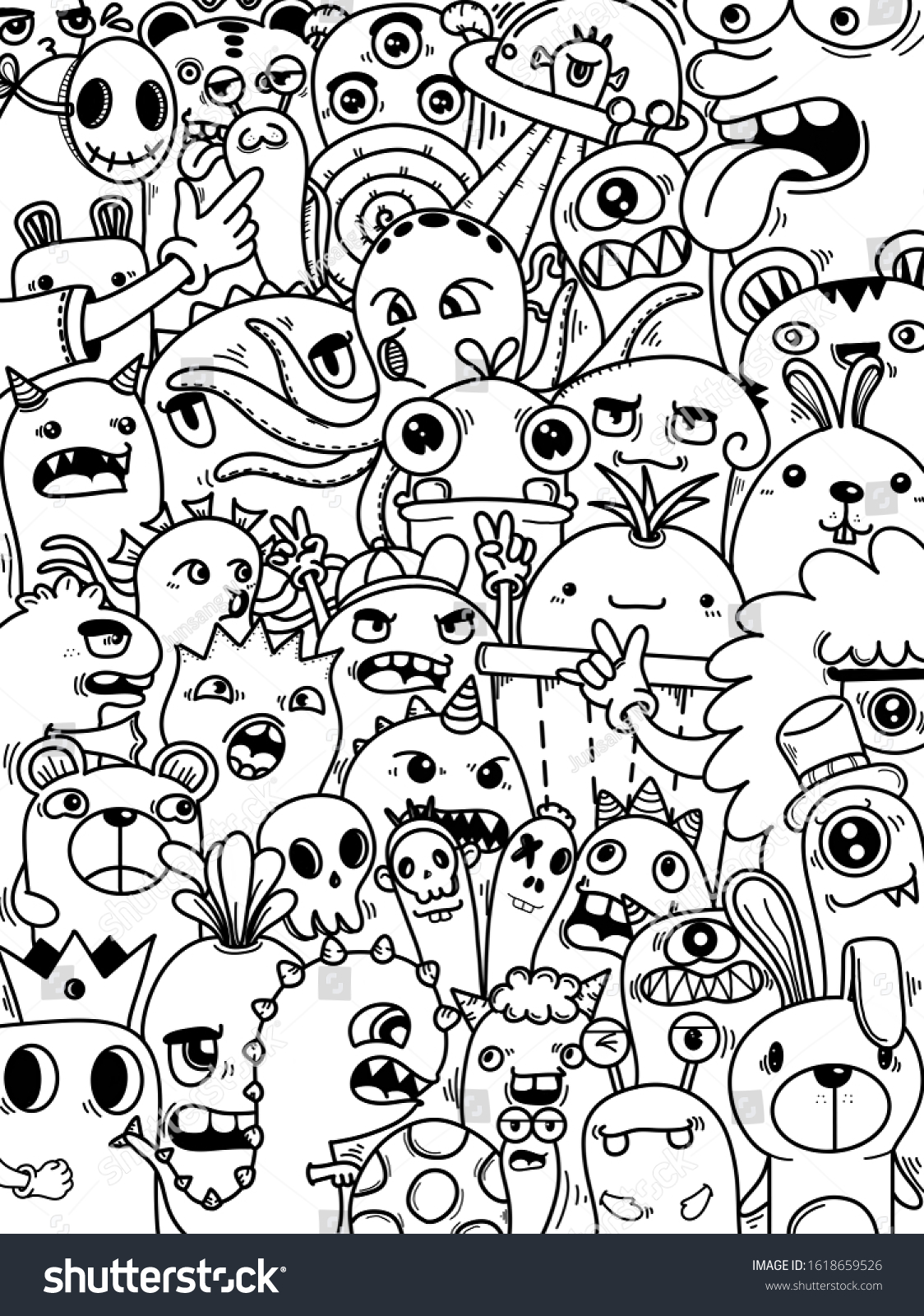 Handdrawn Illustrations Monsters Doodle Hand Drawn Stock Illustration ...