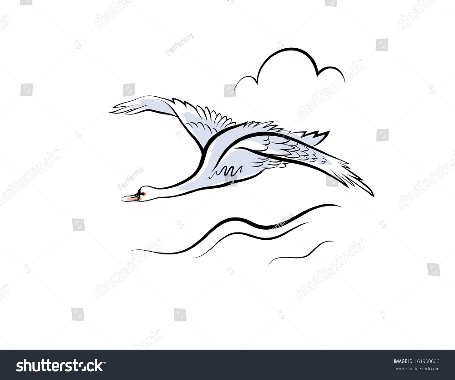 Летающий лебедь рисунок