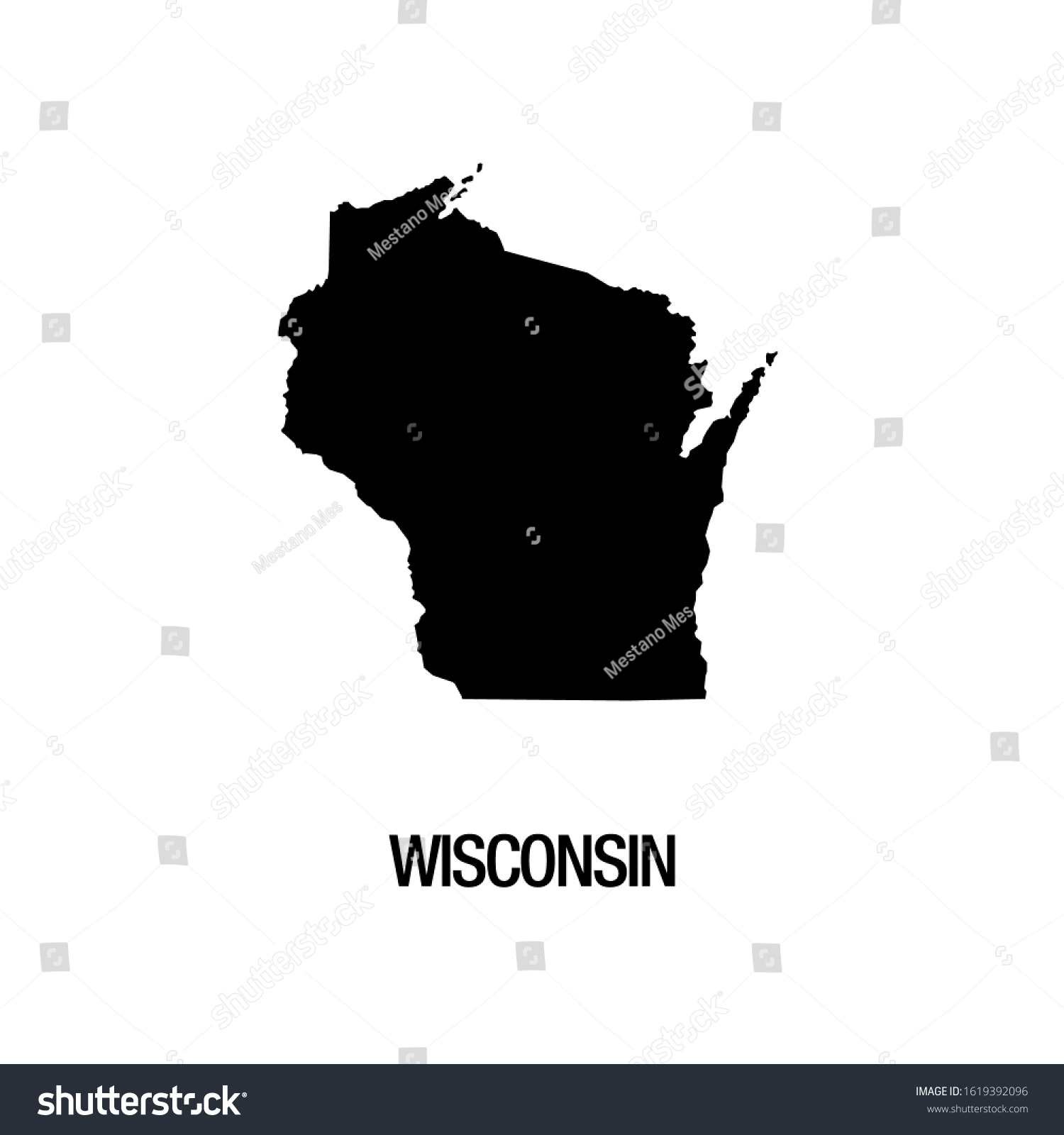 Black Silhouette Map Wisconsin State On Stock Vector (Royalty Free ...