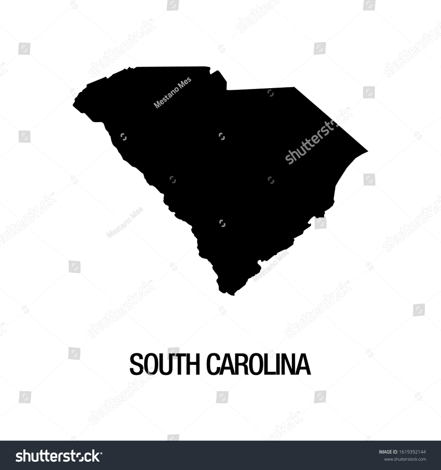 Black Silhouette Map South Carolina State Stock Vector (Royalty Free ...