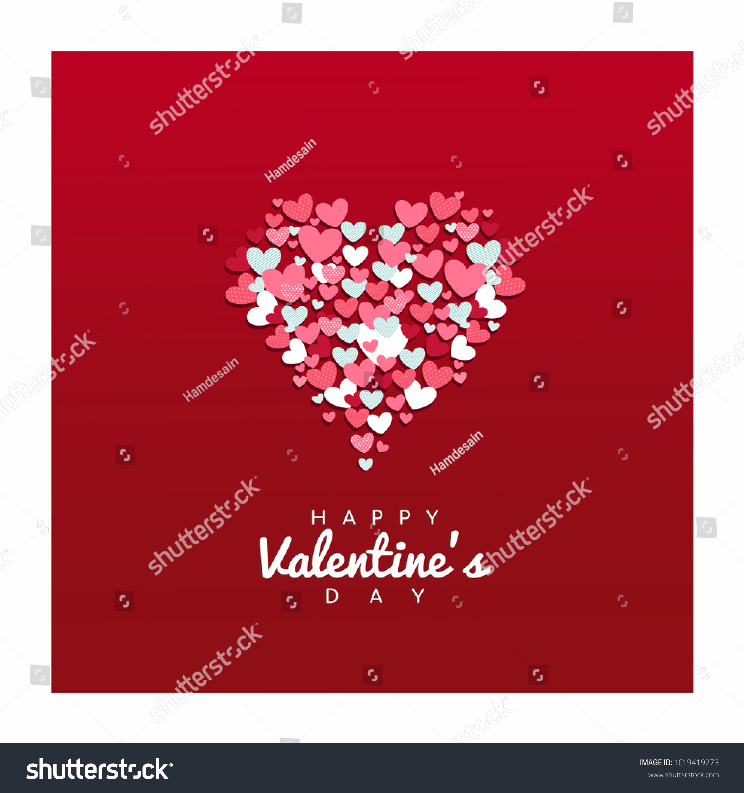 Happy Valentines Day Card Hearts Vector Stock Vector (Royalty Free ...