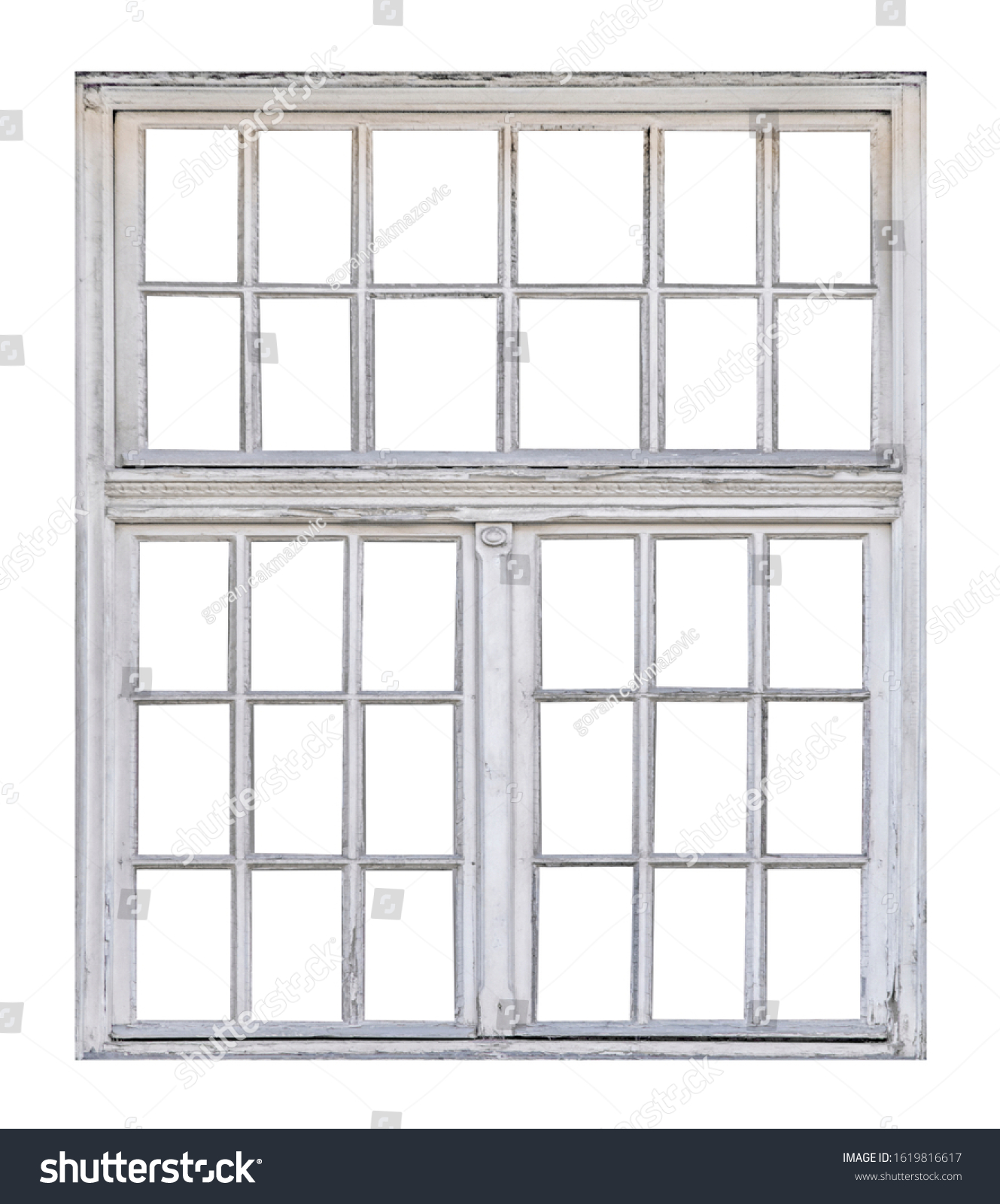 Vintage Wooden Window On White Background Stock Photo 1619816617 ...