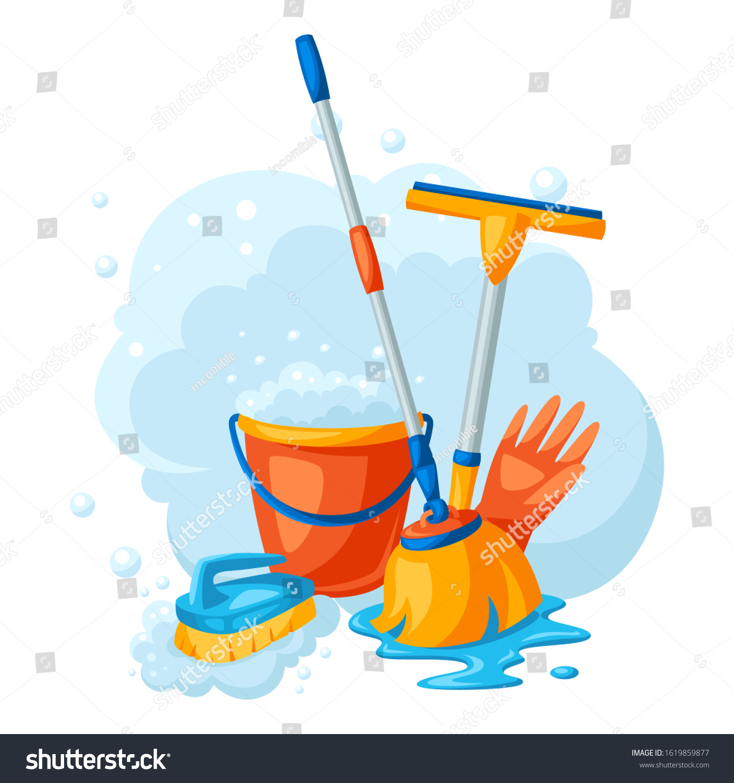 Housekeeping Background Cleaning Items Illustration Service Stock 