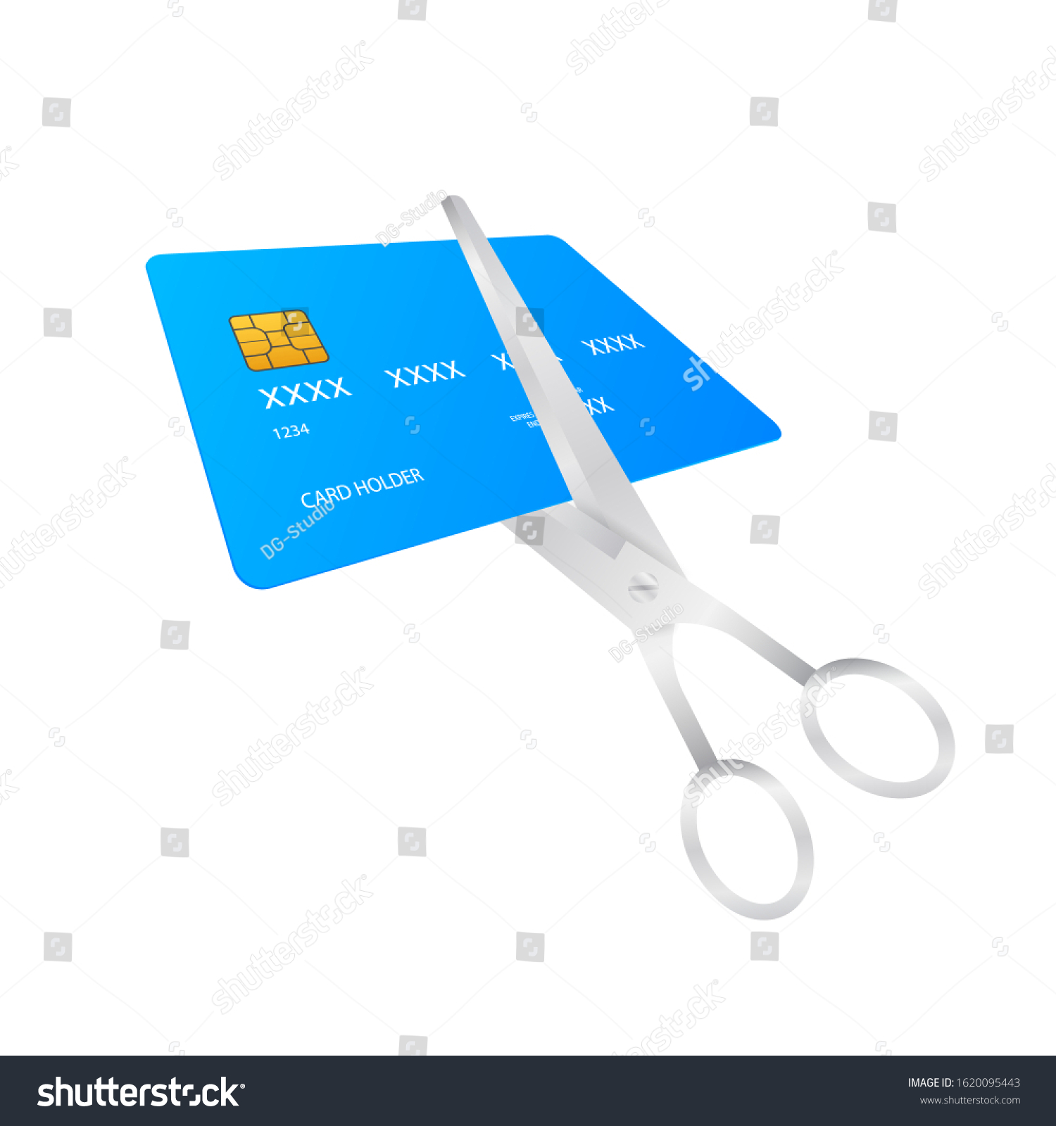 Scissors Cutting Credit Card Vector Stock Stock Vector (Royalty Free ...