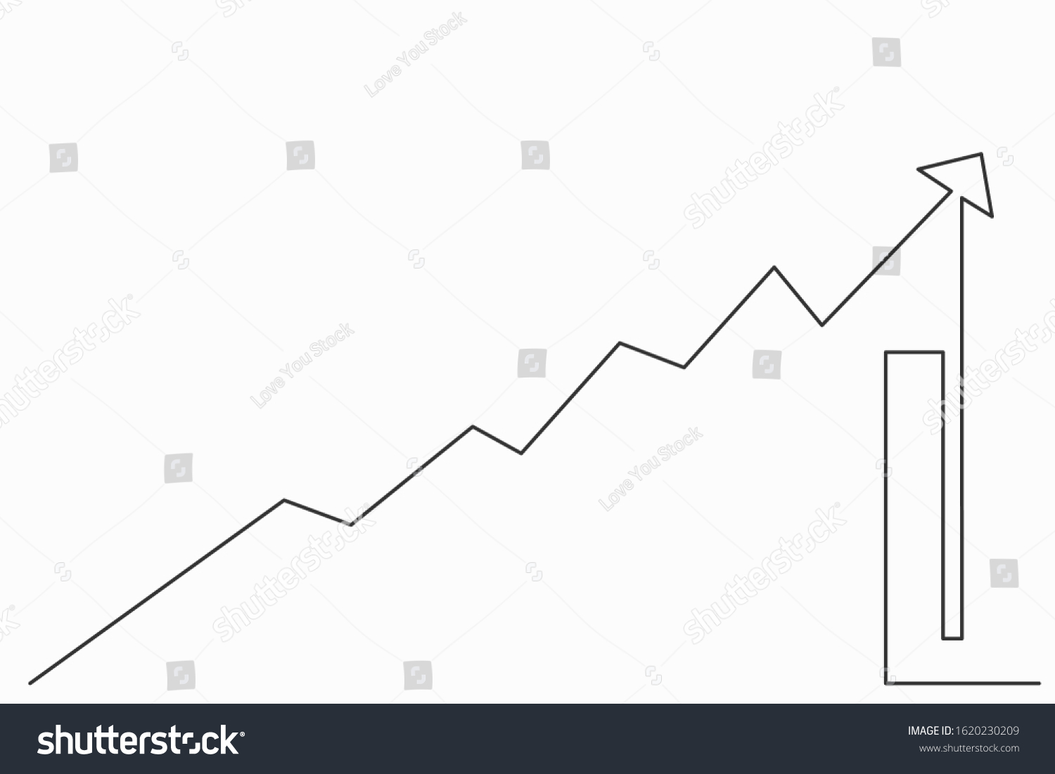 One Continuous Line Drawing Graph Icon Stock Vector (Royalty Free ...