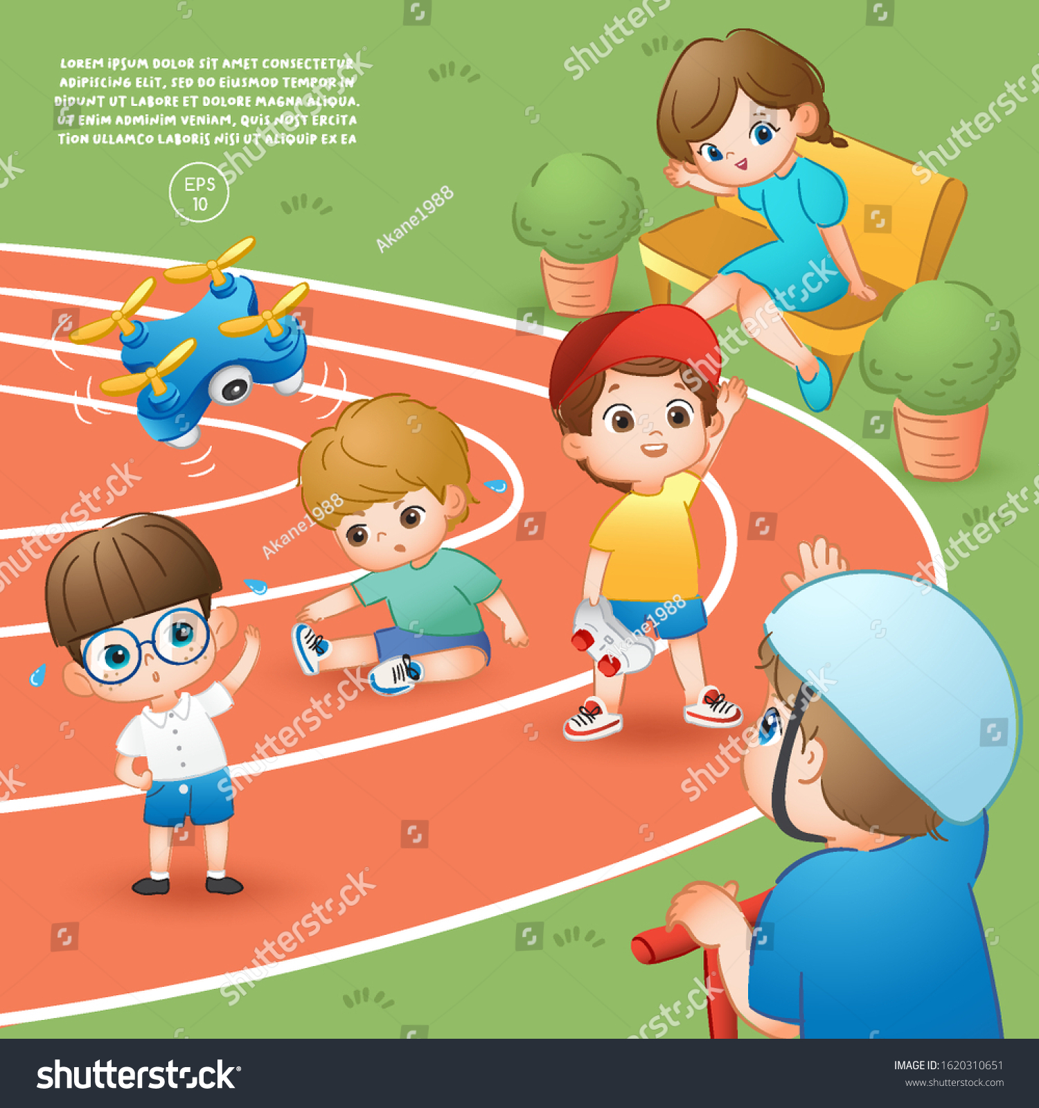 Vector Illustration Kids Running Competition Stock Vector (Royalty Free ...